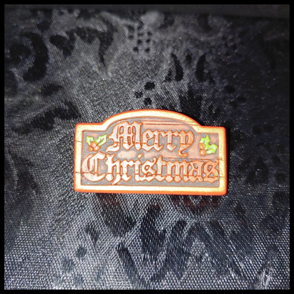 Vintage Hallmark "Merry Christmas" Sign Brooch, Pin